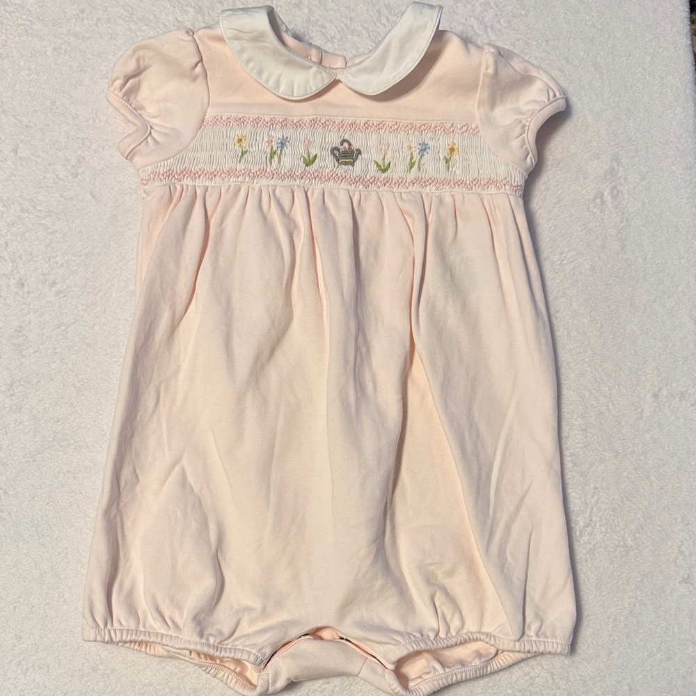 Ralph Lauren Light Pink Smocked Bodysuit